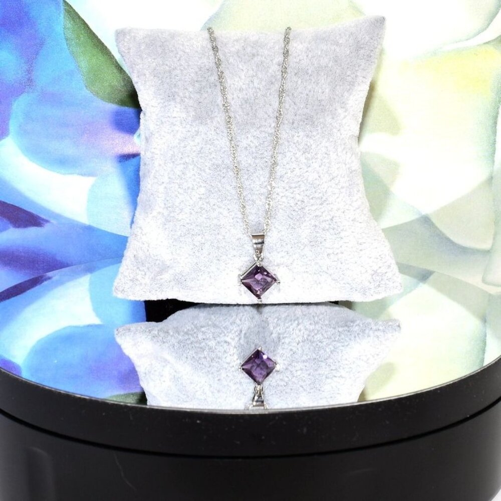 Mia Sincerity Simulated Purple Amethyst 925 Sterling Silver Pendant Necklace Gif